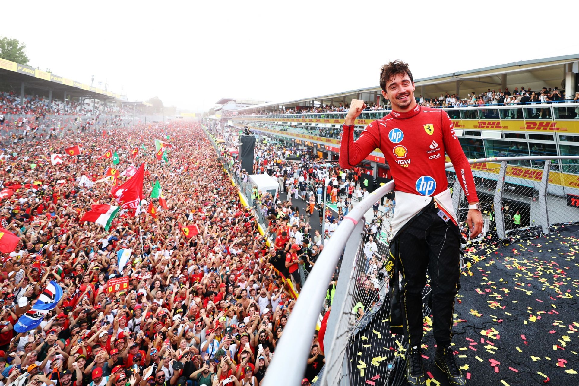 Fans celebrate Charles Leclerc&#039;s victory around Monza, Italian GP, 2024 (Getty Images)