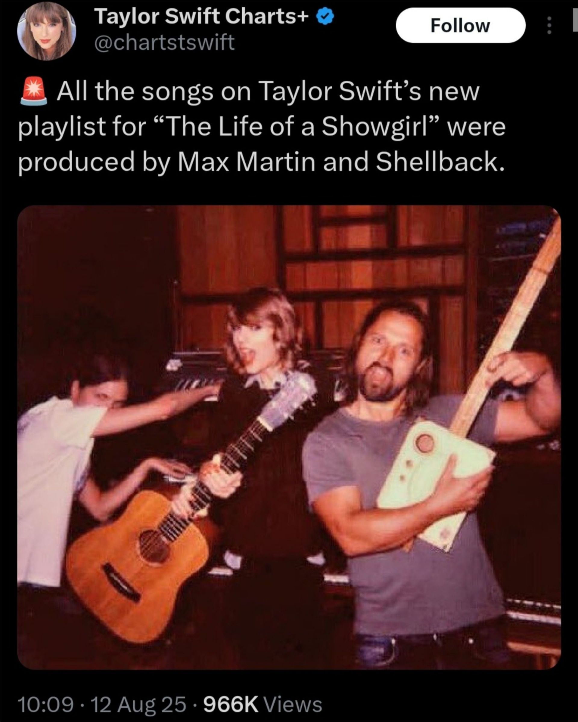 Taylor Swift might be collaborating with Max Martin &amp; Shellback (Photo via X/@chartstswift)