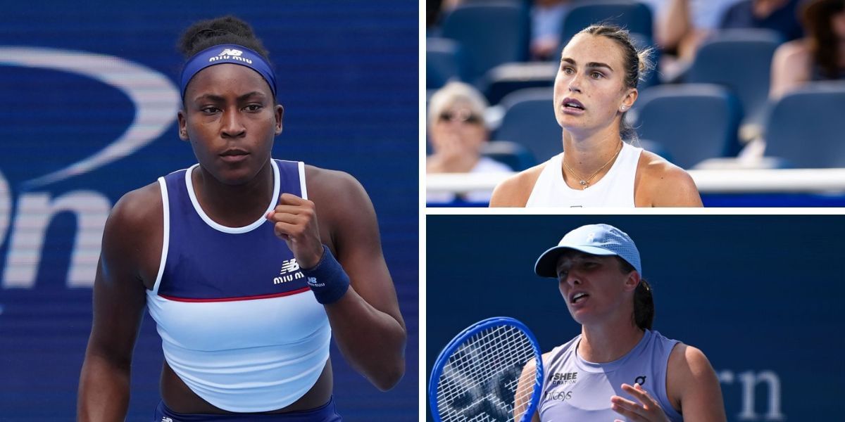 Coco Gauff (left), Aryna Sabalenka (top right), Iga Swiatek (bottom right), Sources: Getty
