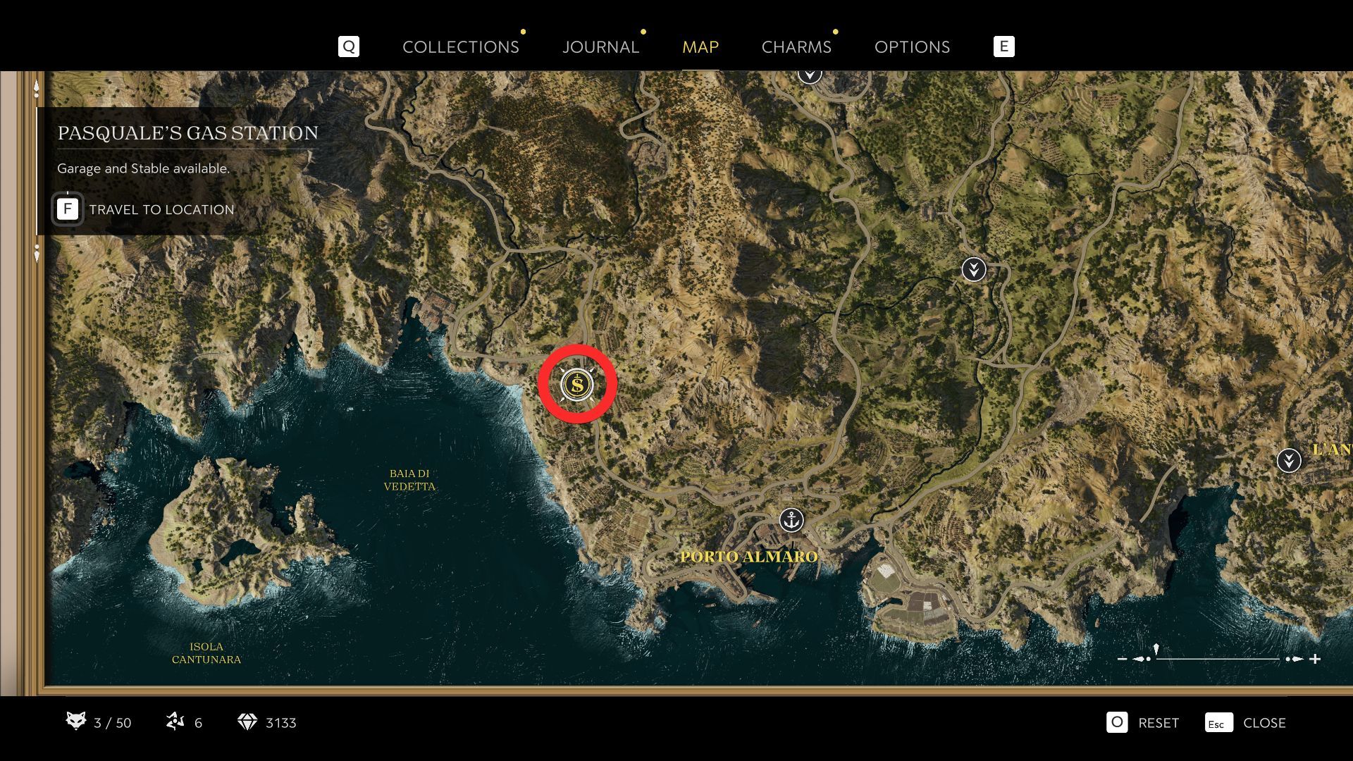 Pasquale&#039;s Gas Station&#039;s location on the map (Image via 2K)