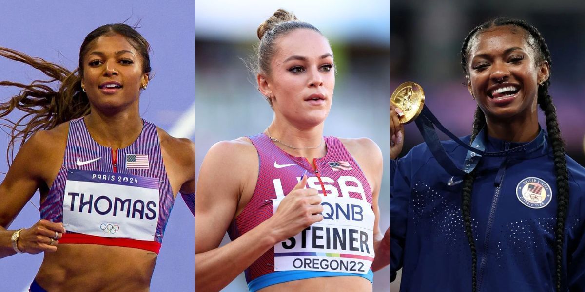 Gabby Thomas, Masai Russell and other athletes react to Abby Steiner