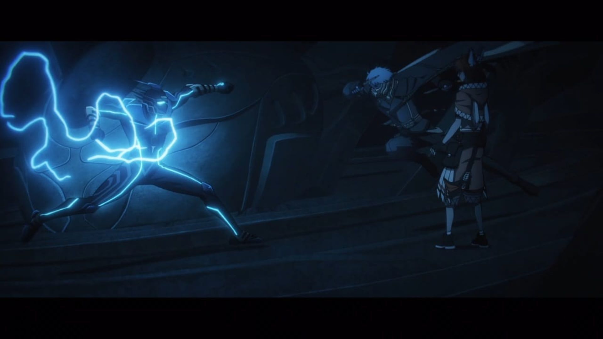 Ghostblade vs. E-Soul (Image via Pb Animation/LAN Studio/Paper Plane Animation)