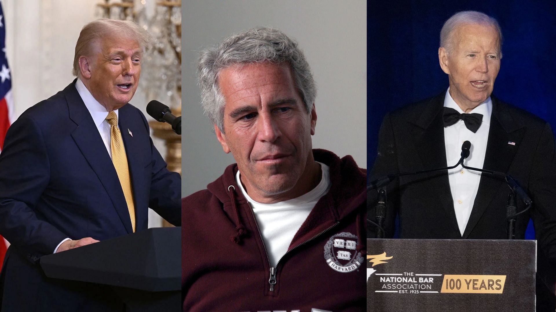 Donald Trump, Jeffrey Epstein, Joe Biden (Image via Getty)