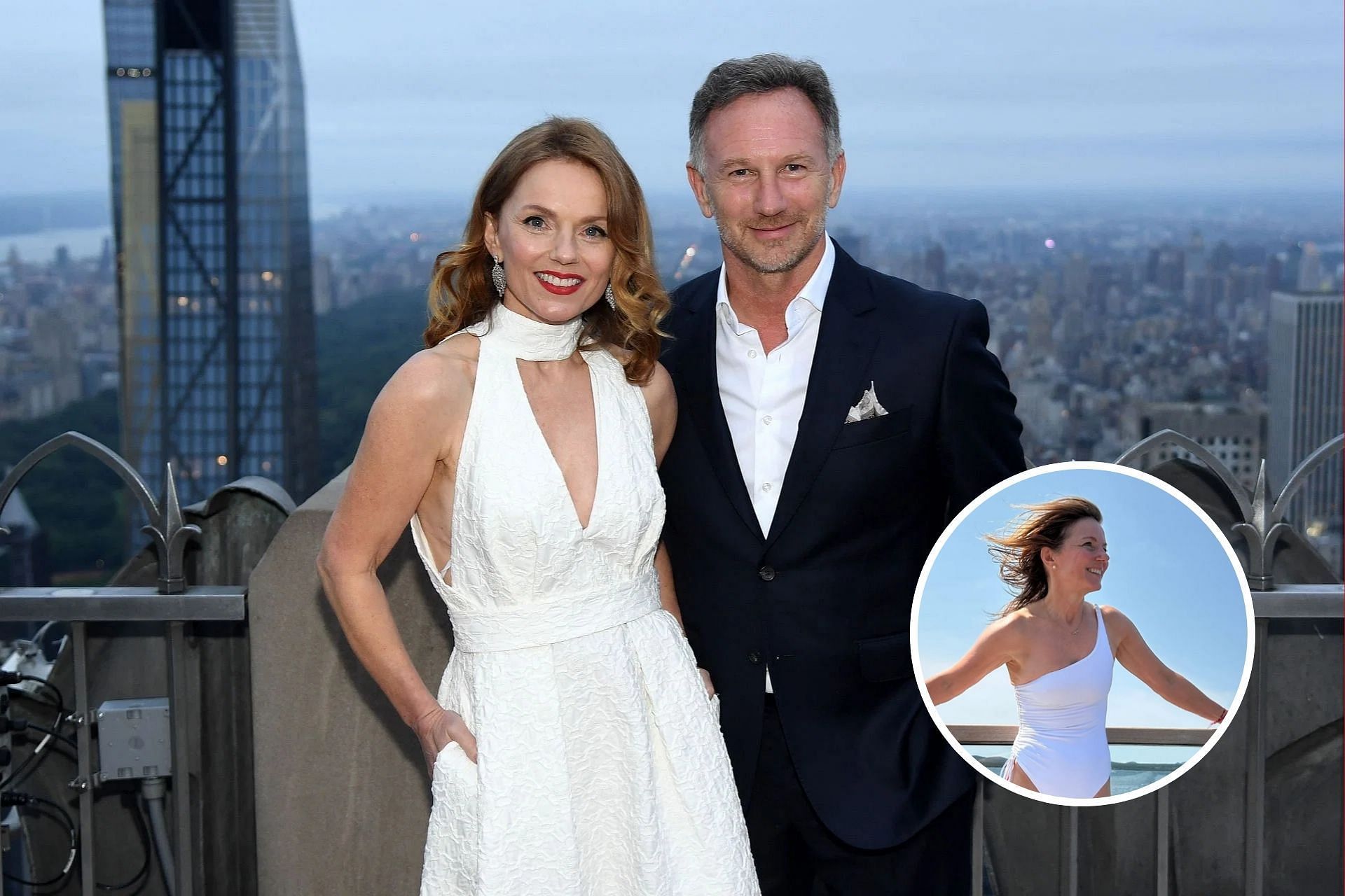 Spice Girl Geri Halliwell shows off white swimsuit as Christian Horner wishes his wife on her birthday