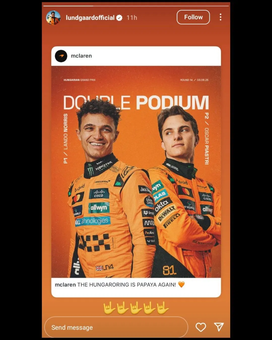 Screenshot of Christian Lundgaard&#039;s Instagram story