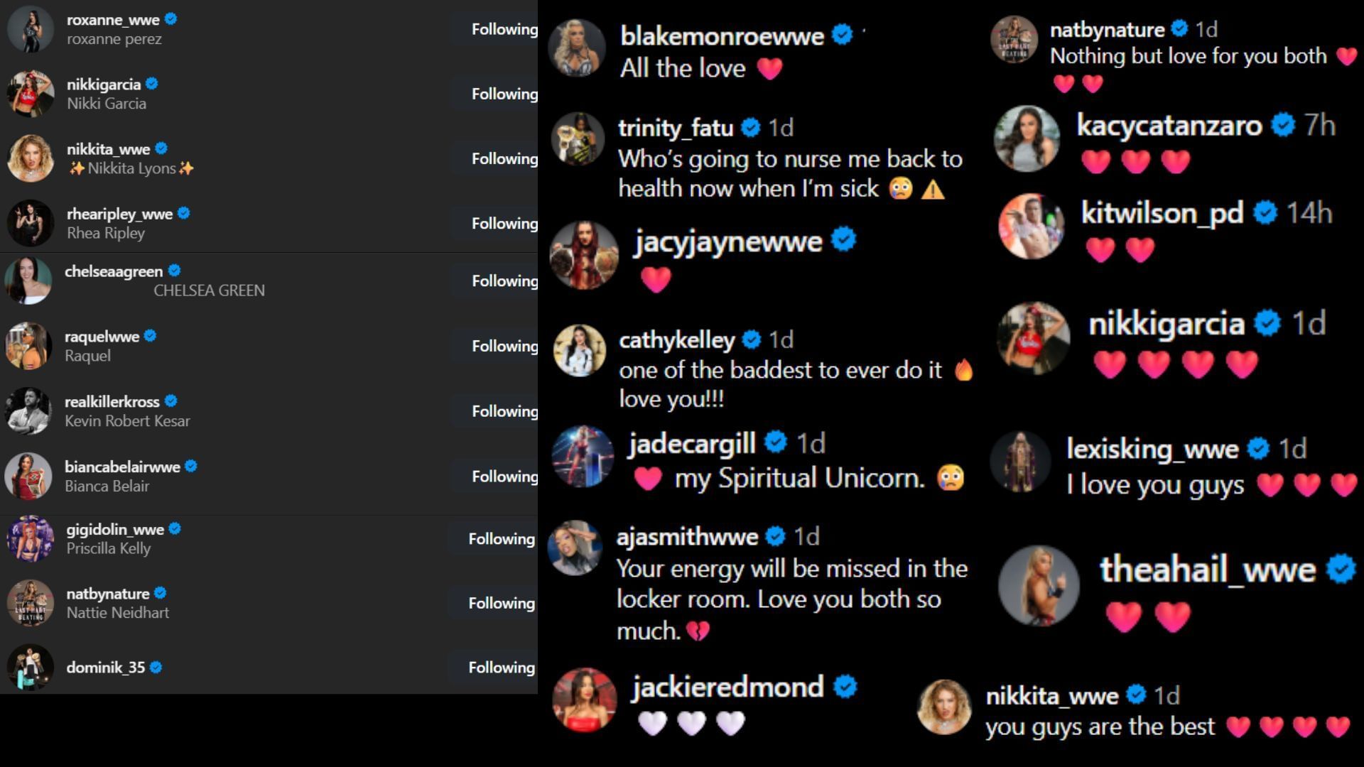 Screenshots of stars&#039; likes and comments [Image credit: Scarlett&#039;s Instagram]
