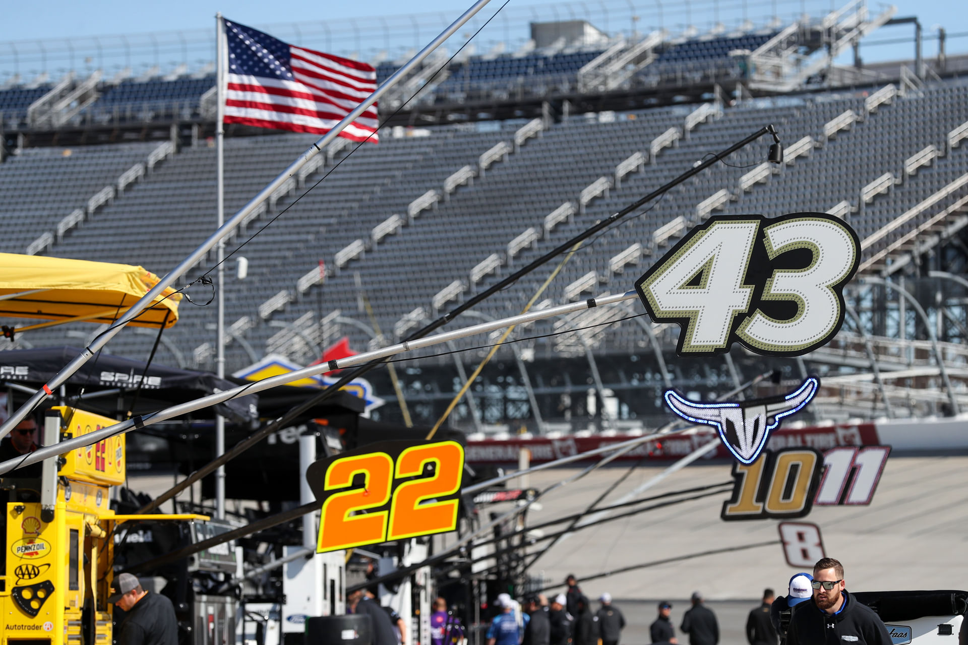 Pit board signs before the Wurth 400 at Dover Motor Speedway. Source: Imagn