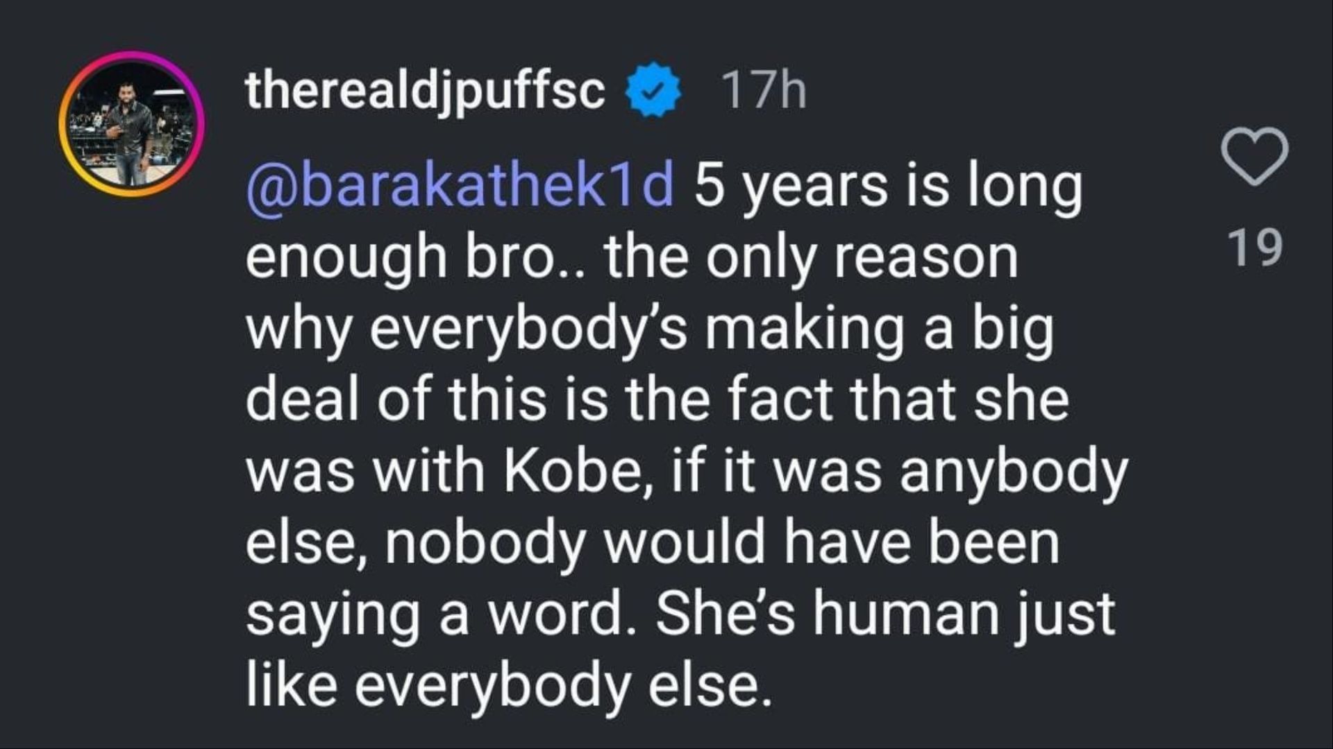 Renaldo Wilson comments on Vanessa Bryant possibly moving on from Kobe Bryant. (Photo: Instagram)