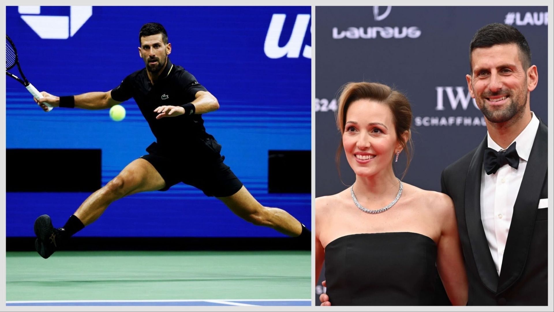 Novak Djokovic(left) and with wife Jelena (right). Images: Getty