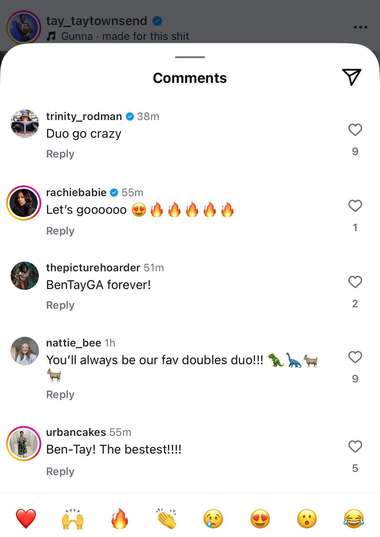 Townsend's comments section (@tay_taytownsend)