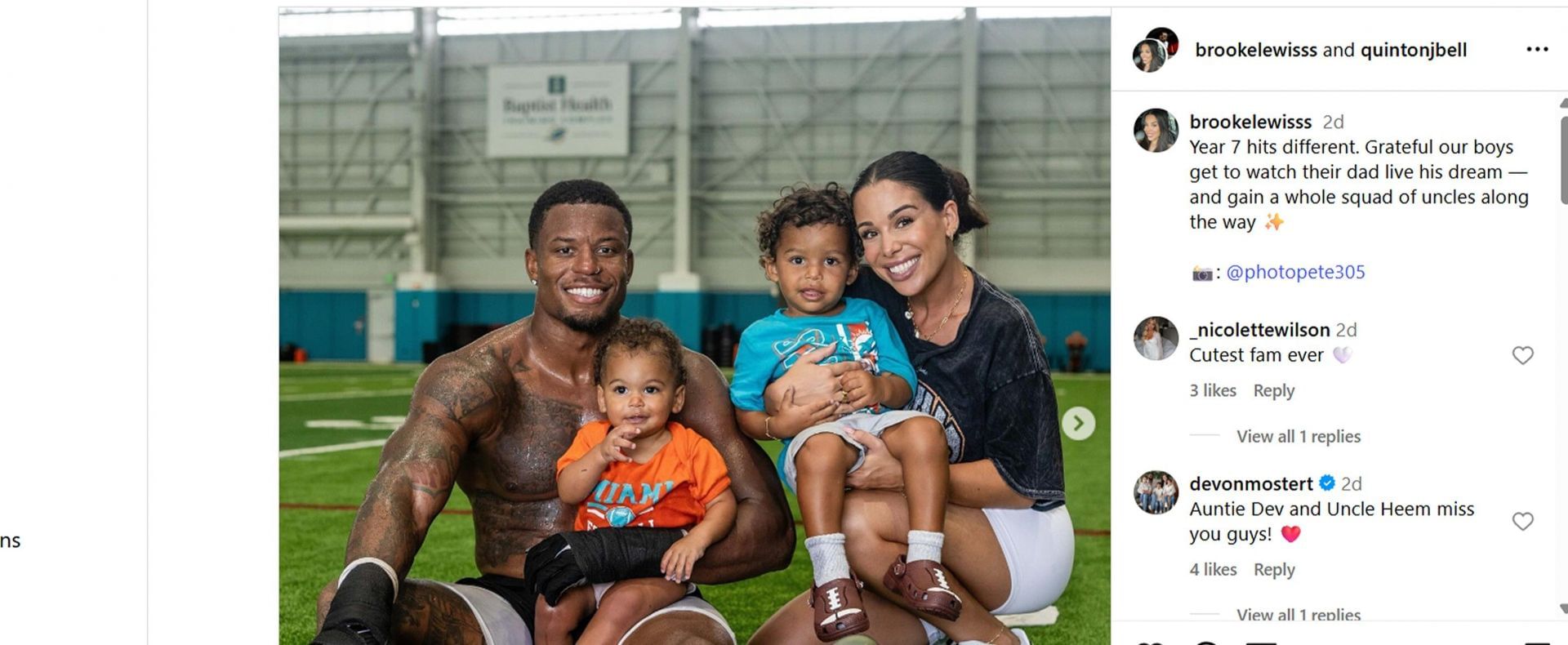 Zach Wilson&rsquo;s wife Nicolette Wilson shares a message for Quinton Bell&rsquo;s fianc&eacute;e&#039;s emotional tribute to Dolphins WR/@brookelewisss