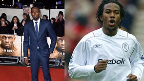 Usain Bolt reacts to Ricardo Gardner receiving a major honor for his contribution to football