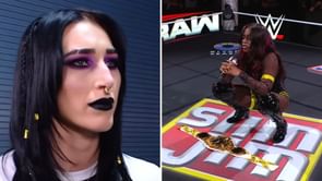 Rhea Ripley reacts after Naomi vacates her Women's World Title on WWE RAW
