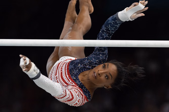 Simone Biles reveals why she decided not to attempt a difficult move on uneven bars at Paris Olympics