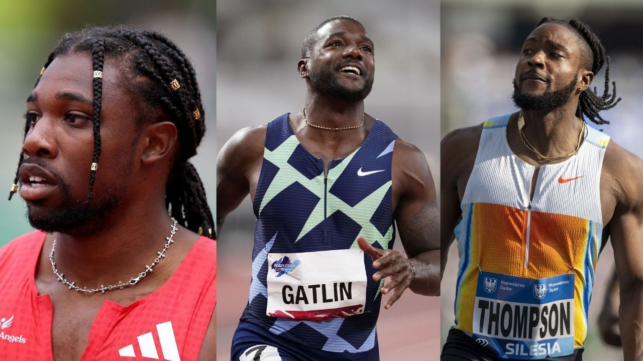 In Pictures: Noah Lyles, Justin Gatlin, and Kishane Thompson (Image via: Getty)