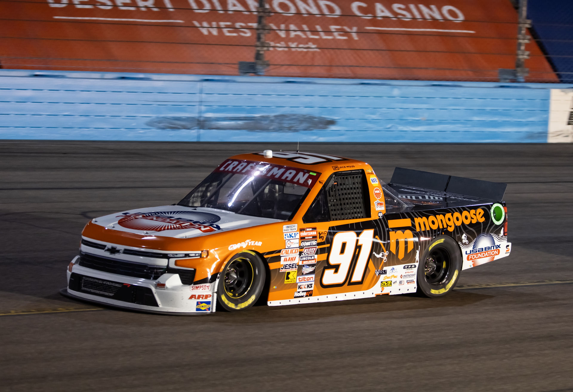 Jack Wood drives the #91 Chevrolet Silverado for McAnally-Hilgemann Racing - Source: Imagn