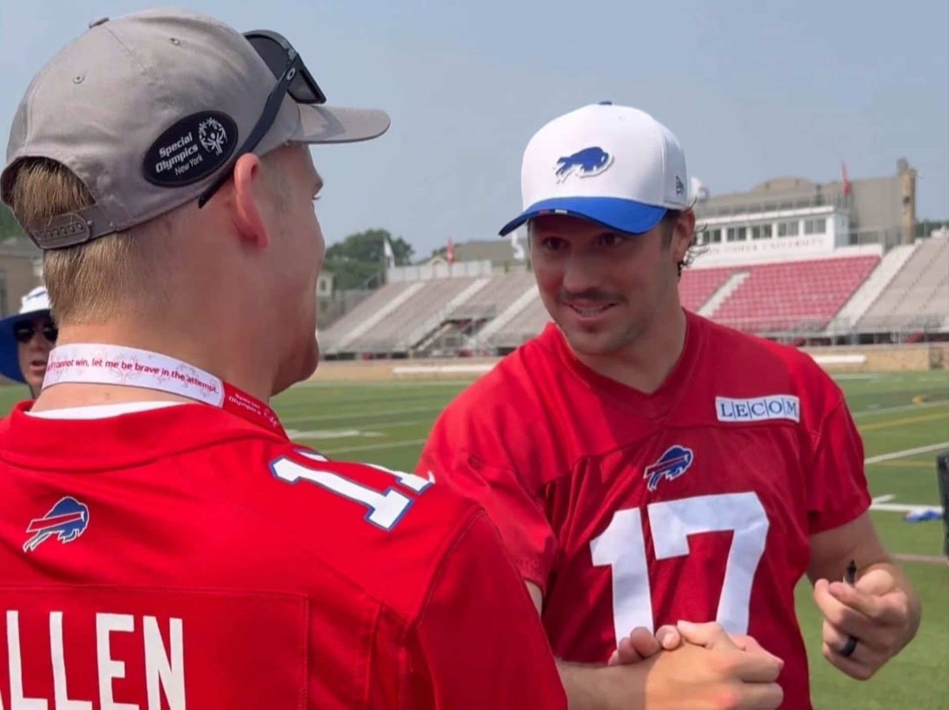 Josh Allen greeting fan during a training camp session - Source - X