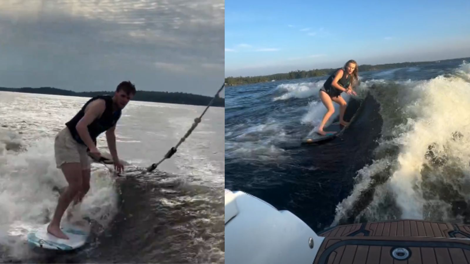 Connor McDavid’s wife Lauren recreates hubby’s waterboarding feat from last summer