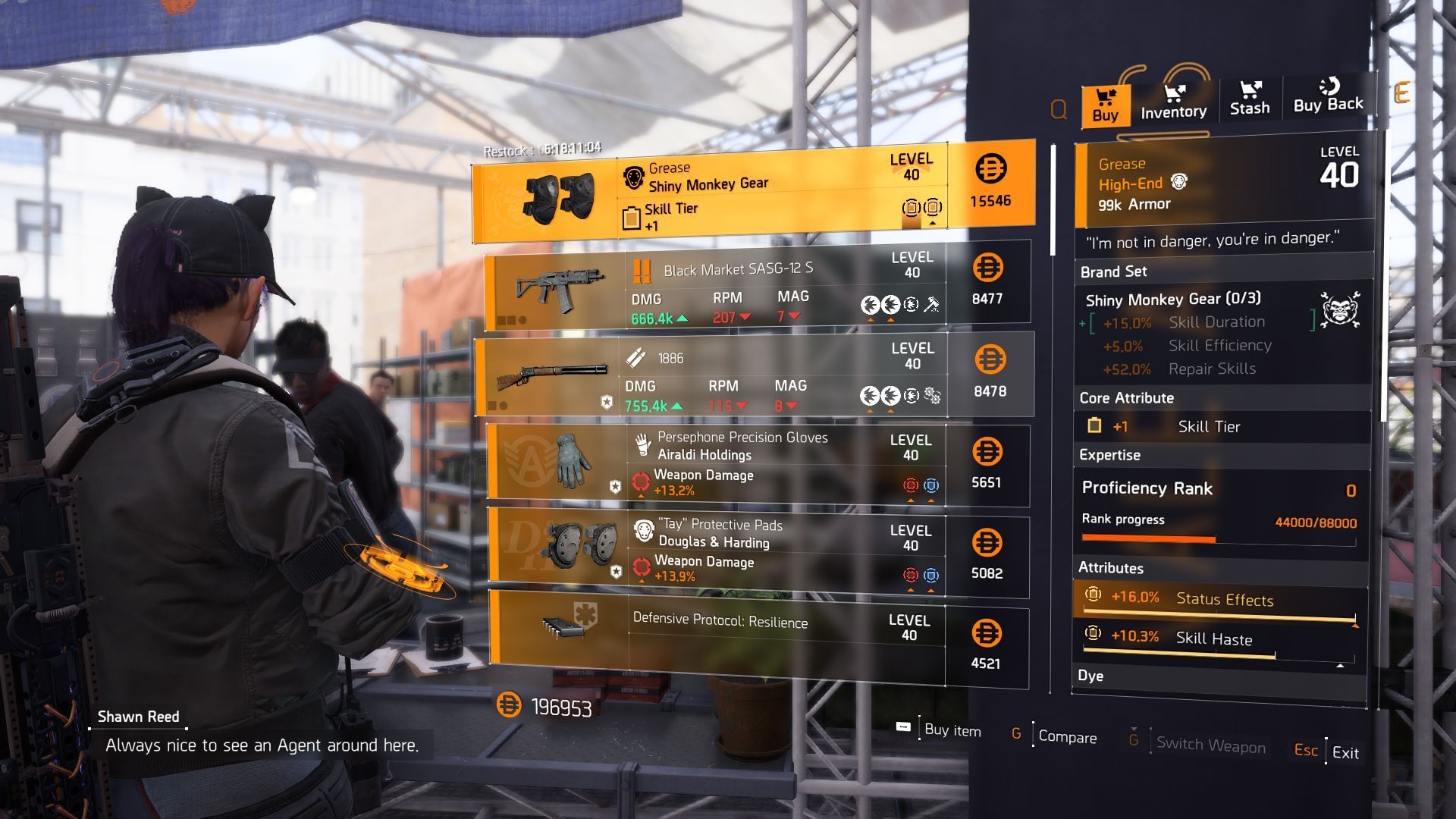 The Division 2 vendor found at the Theatre Settlement (Image via Sportskeeda Gaming || Ubisoft)