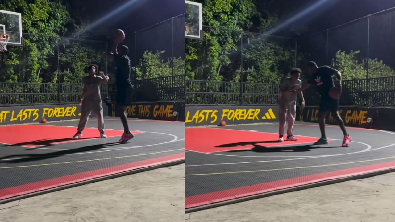 &quot;You not ready yet&quot; - Gilbert Arenas trolls son Aloni Arenas during 1v1 game with playful jab about brother Alijah&rsquo;s coaching. [photo: @nochillgil/IG]