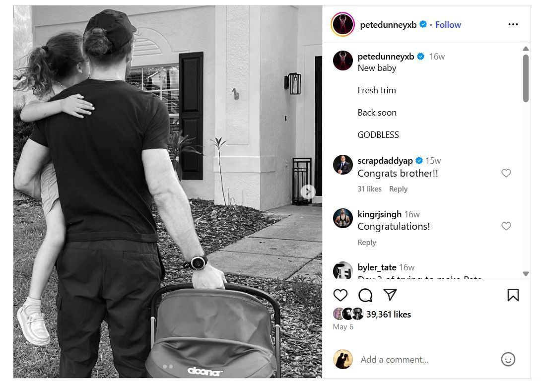 Pere Dunne shared the news online (Image credit: Dunne&#039;s Instagram)