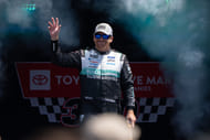 Chris Buescher (17) waves after being introduced to fans before the start of the NASCAR Toyota / Save Mart 360 at Sonoma Raceway. - Source: Imagn