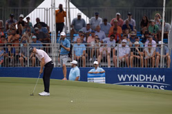 Who is leading the Wyndham Championship 2025 after Round 2? Leaderboard explored