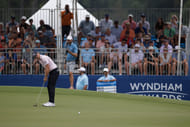 Jordan Spieth putts during the second round of the Wyndham Championship 2025 (Image Source: Imagn)