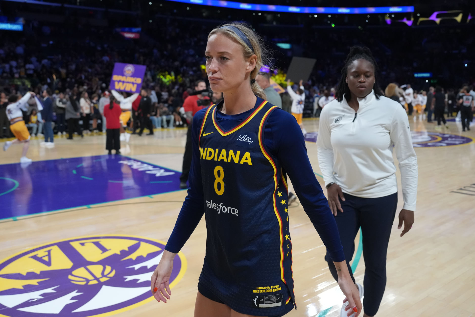 Sophie Cunningham hit by flying adult toy in another WNBA incident. (Photo: IMAGN)