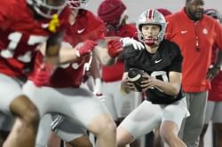 "They're cooked," "Still won't beat Michigan"- CFB fans brutally roast Ryan Day after Julian Sayin gets named as Ohio State's QB1
