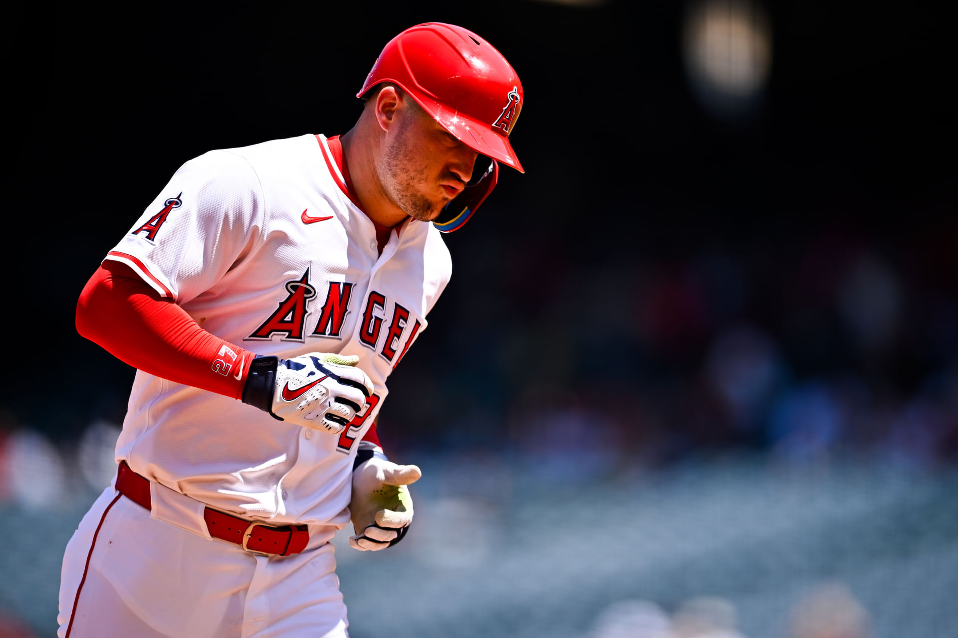 Mike Trout clicked while playing for the Los Angeles Angels [Image via Imagn]