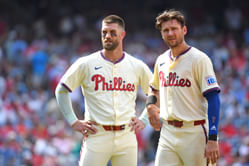 Bryce Harper takes a playful dig at Trea Turner as Phillies SS reaches rare milestone; wife Kristen drops 2-word reaction