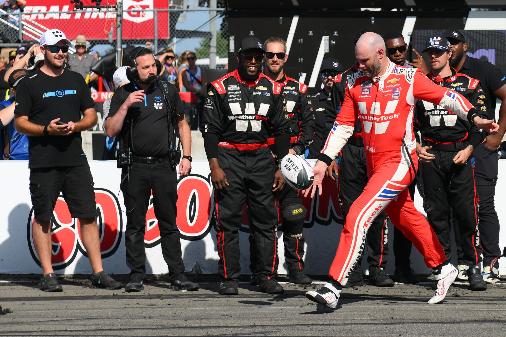Shane van Gisbergen celebrates after his victory in the Go Bowling at The Glen. Source: Imagn