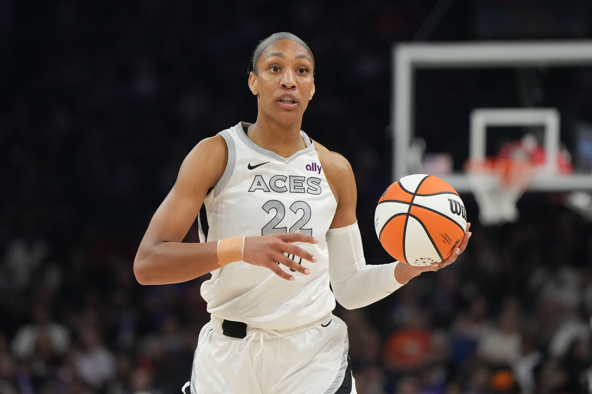 Aug 15, 2025; Phoenix, Arizona, USA; Las Vegas Aces center A