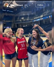 PIC: Iowa star Kylie Feuerbach shares adorable snap with ex-Hawkeye Lucy Olsen at Washington vs. Chicago game. (Image via instagram @kyliefeuerbach)