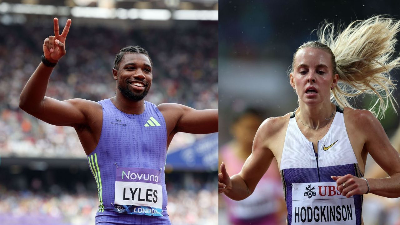 Noah Lyles and Keely Hodgkinson (Image via: Both Getty)