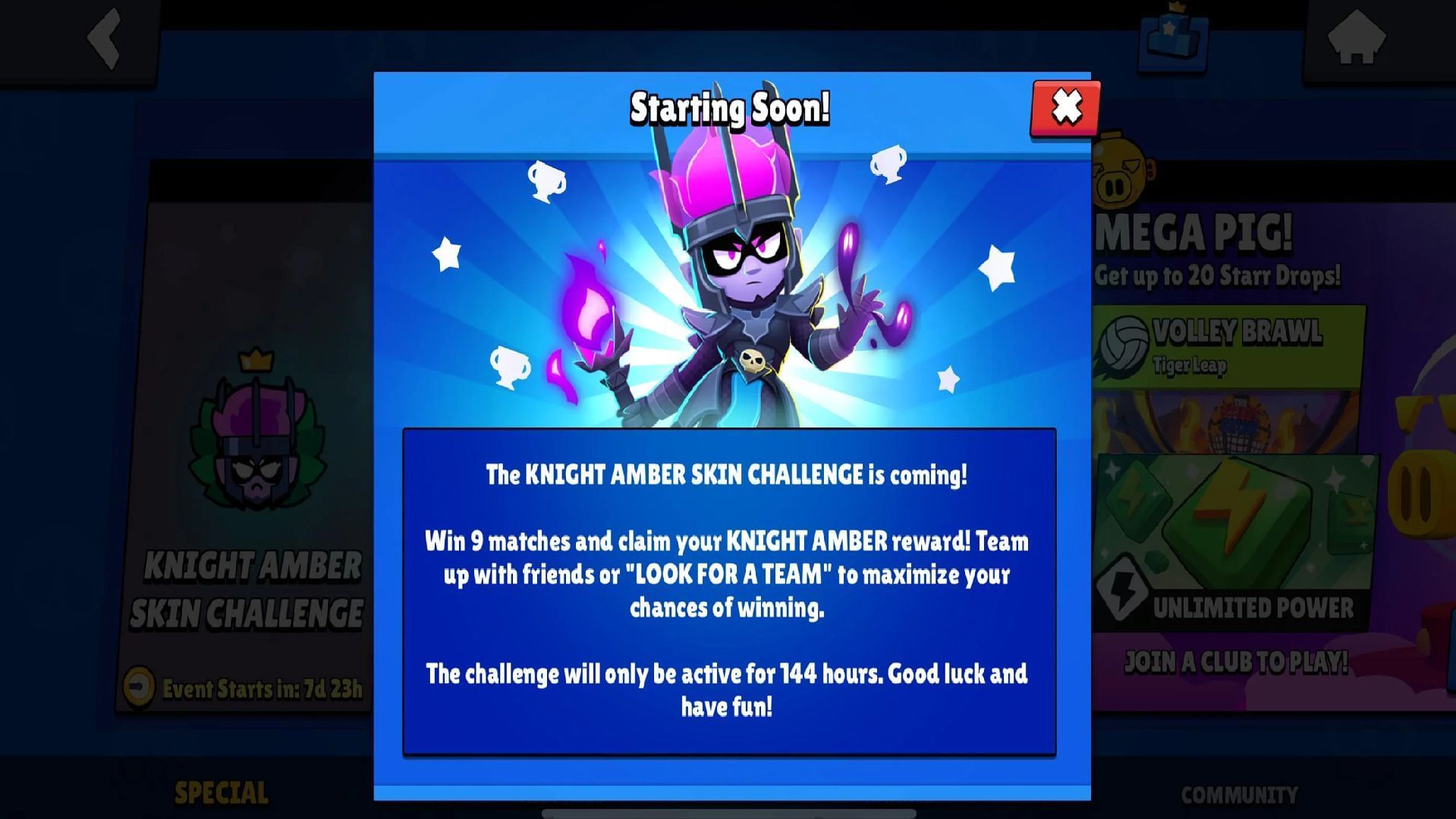 The Knigh Amber Skin Challenge is coming to Brawl Stars (Image via Supercell)