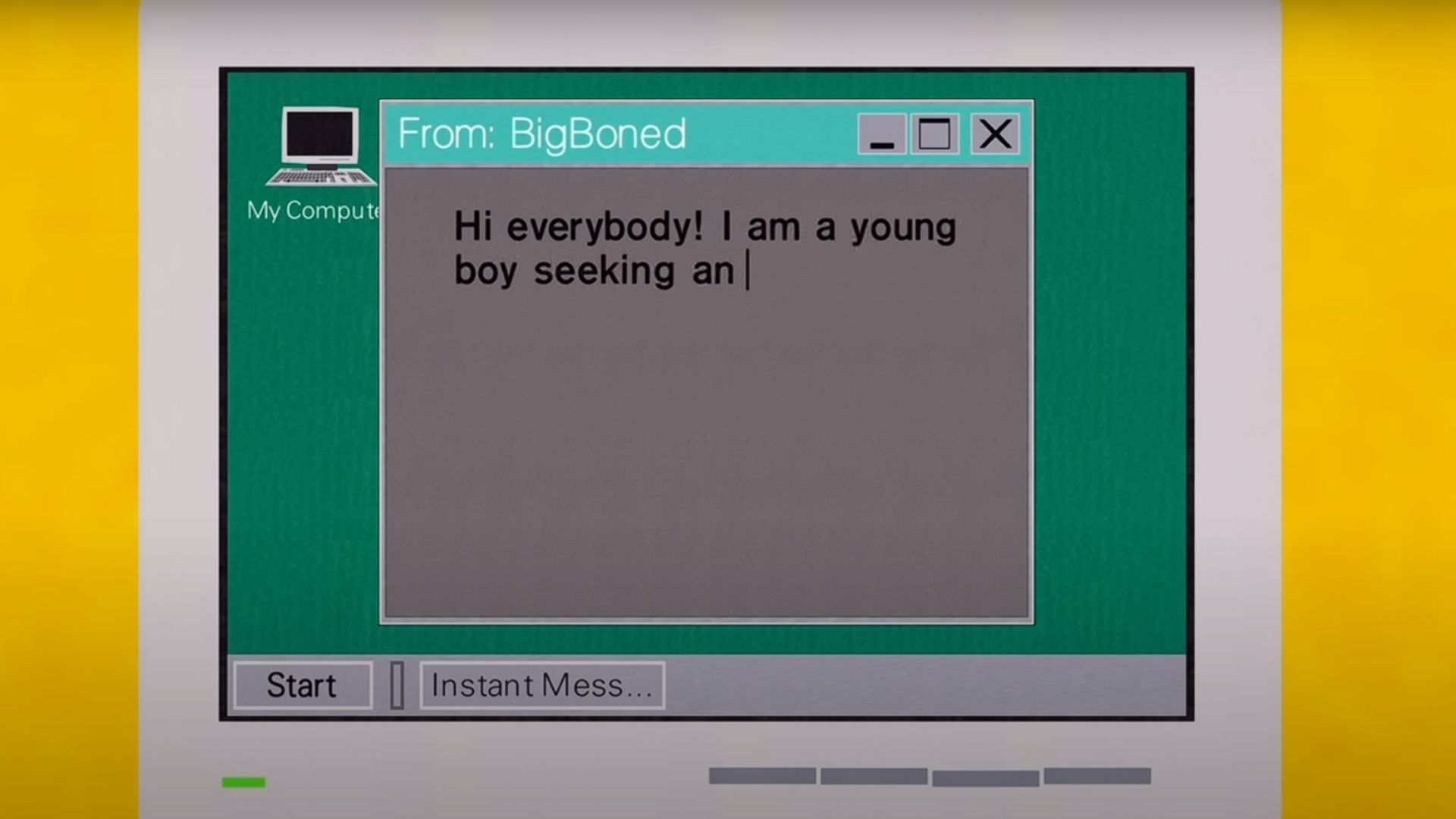 Cartman enters an online chat room (Image via South Park Studios)