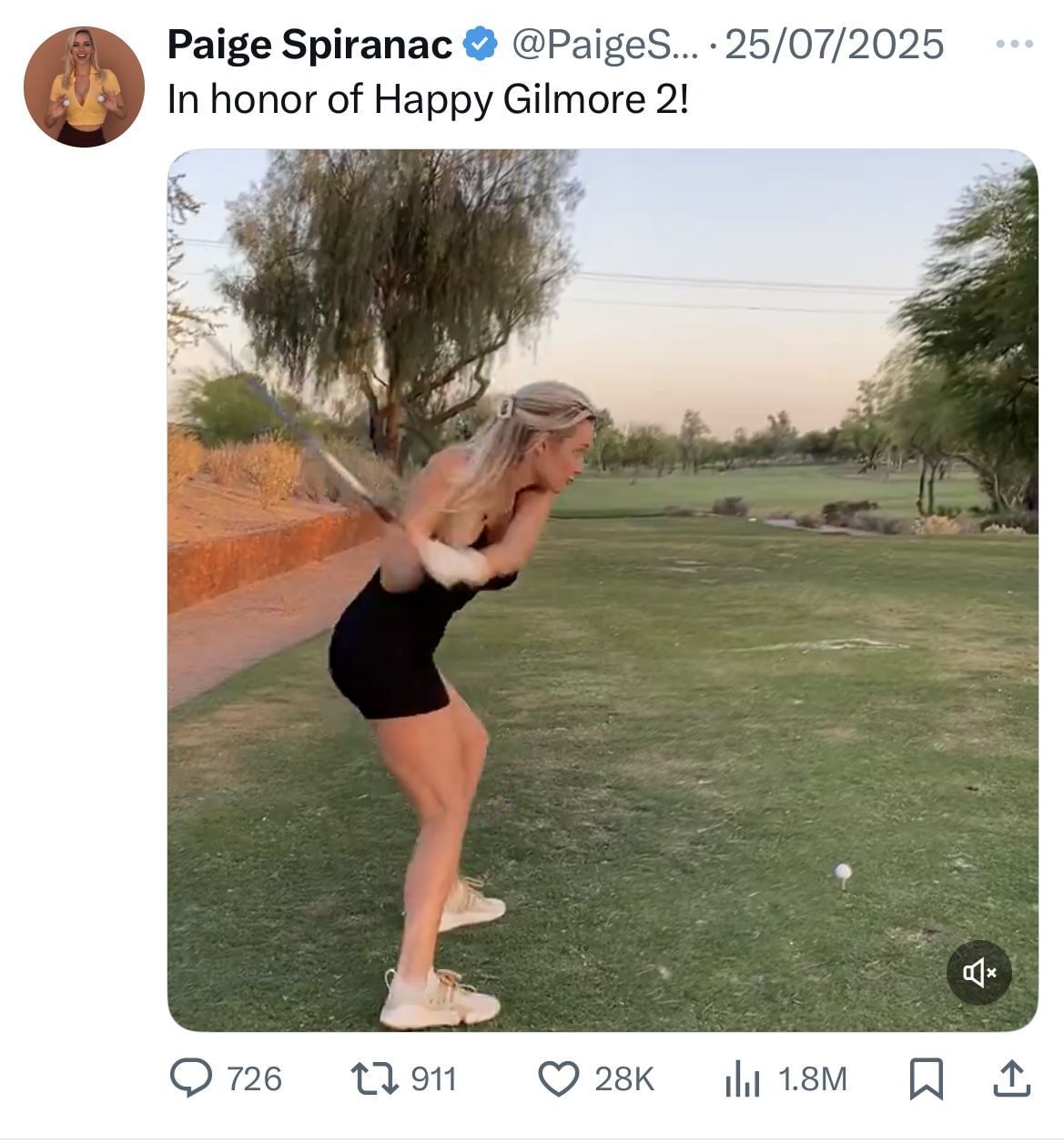 Paige Spiranac&rsquo;s tweet on X _ Image Source: X/@PaigeSpiranac