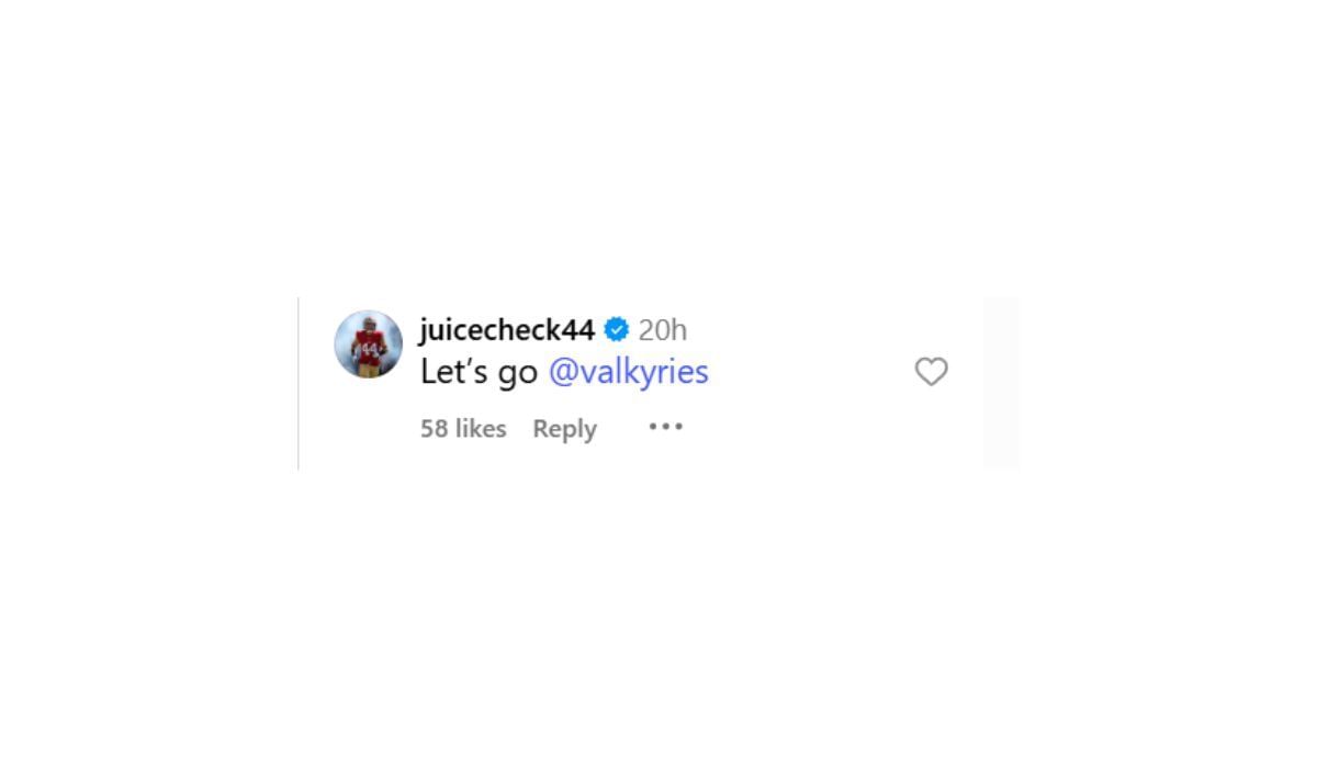 Kyle Juszczyk commented on Off-season&#039;s post about the WNBA Collection (Source: Offseason/IG)