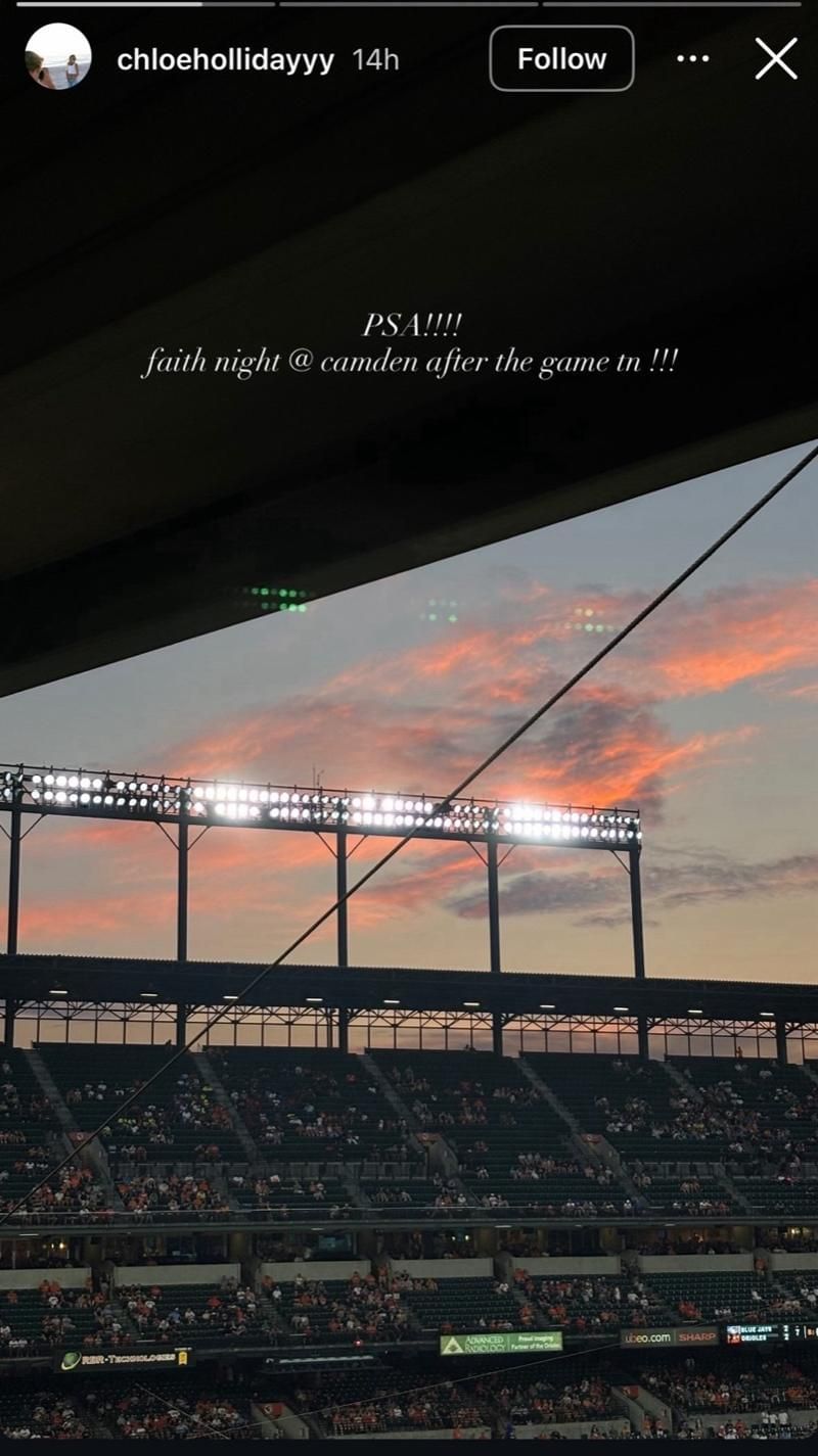 Jackson Holliday&#039;s wife shared a scenic view post of the stadium on her story.(Via Instagram) correct