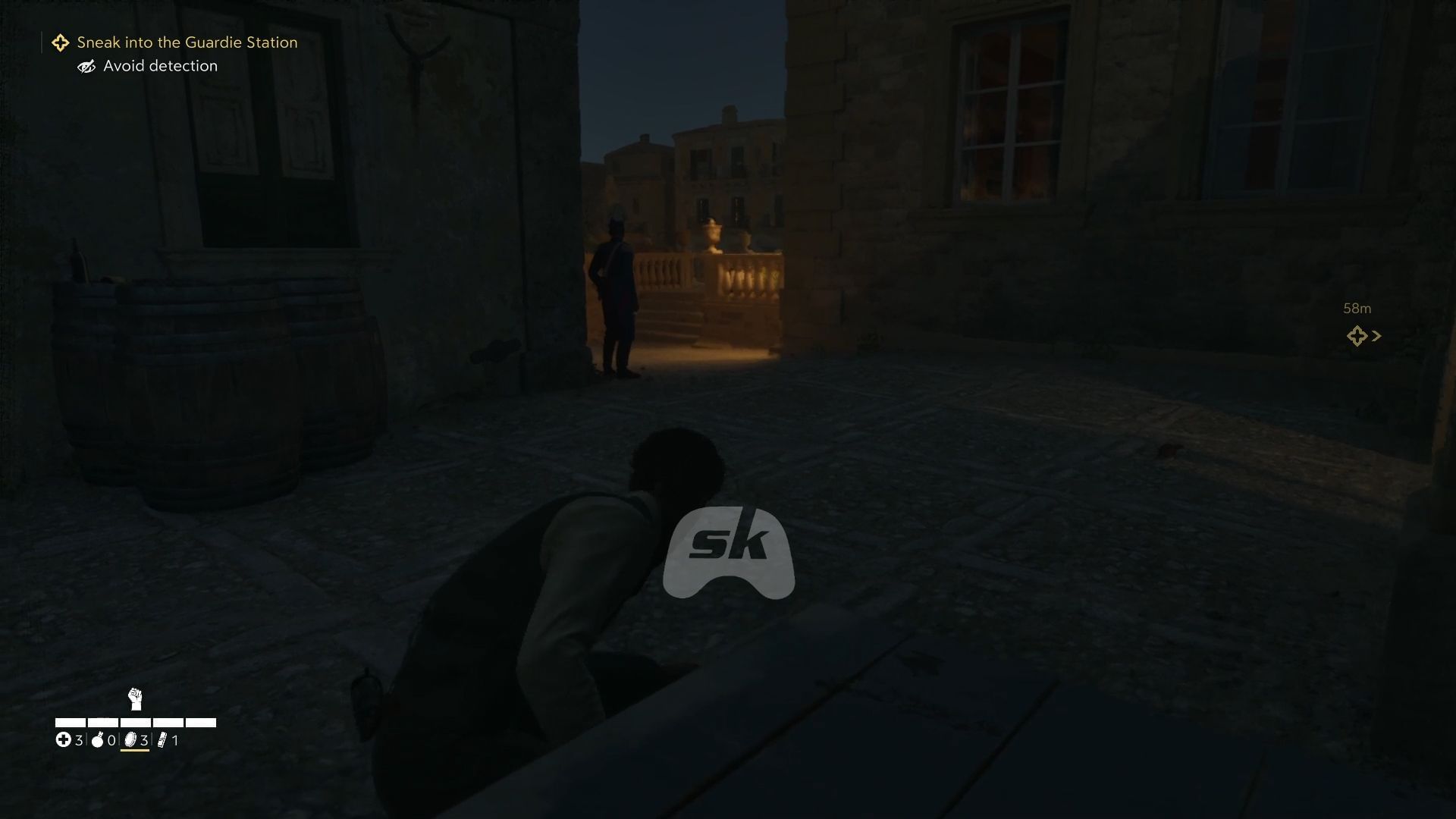 Knock out the guard and place him inside the stash (Image via Sportskeeda Gaming || 2K)