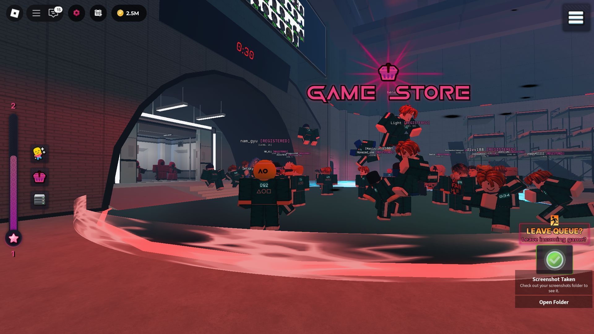 Gameplay still of Sky Squid Game (Image via Roblox)