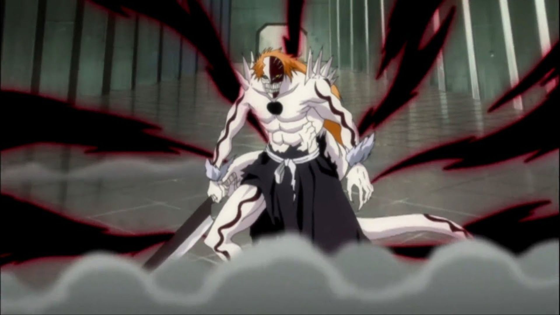 Ichigo&#039;s full Hollowfication as seen in the anime (Image via Studio Pierrot)