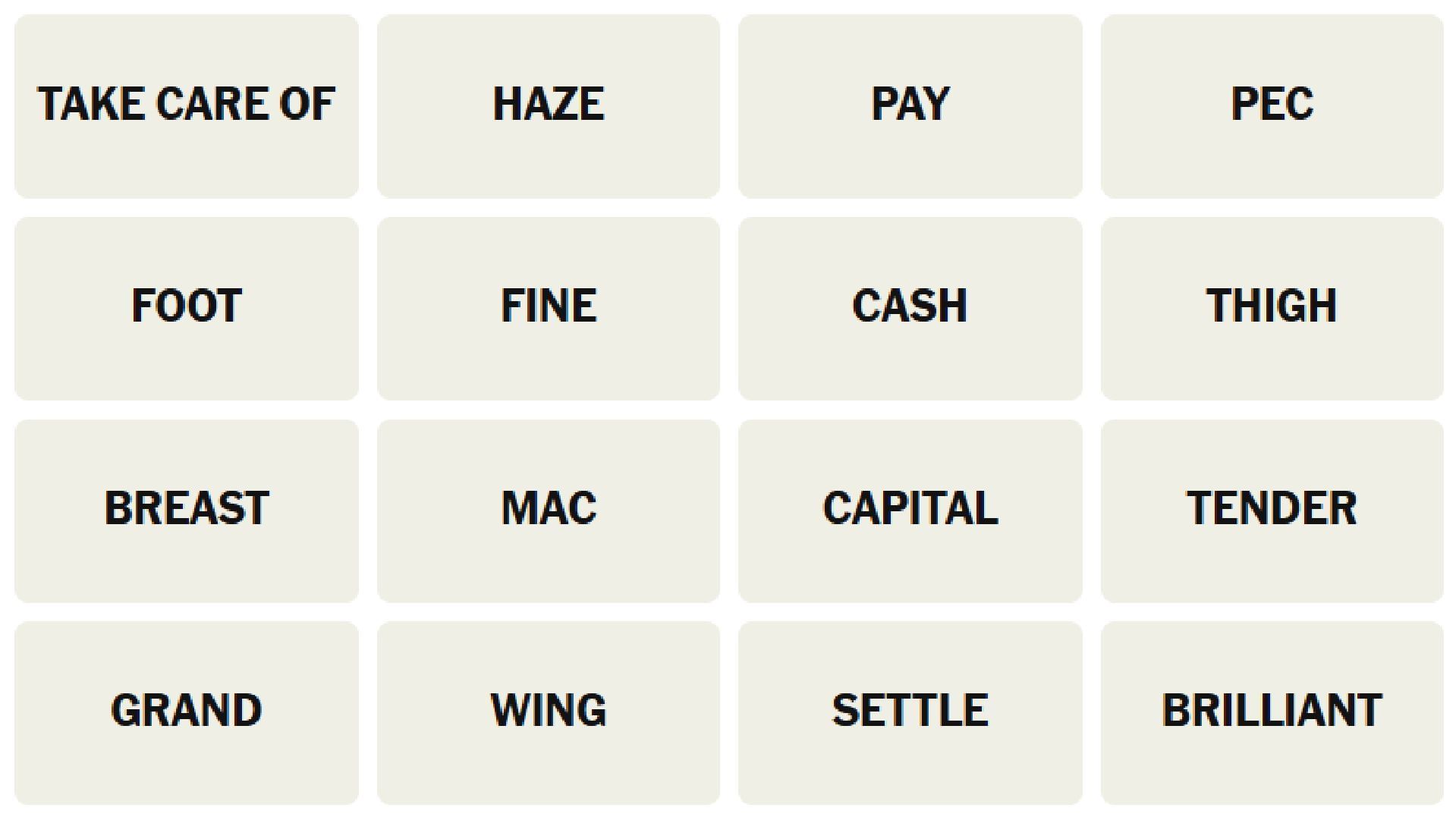 The NYT Connections words for today&#039;s puzzle (Image via The New York Times)