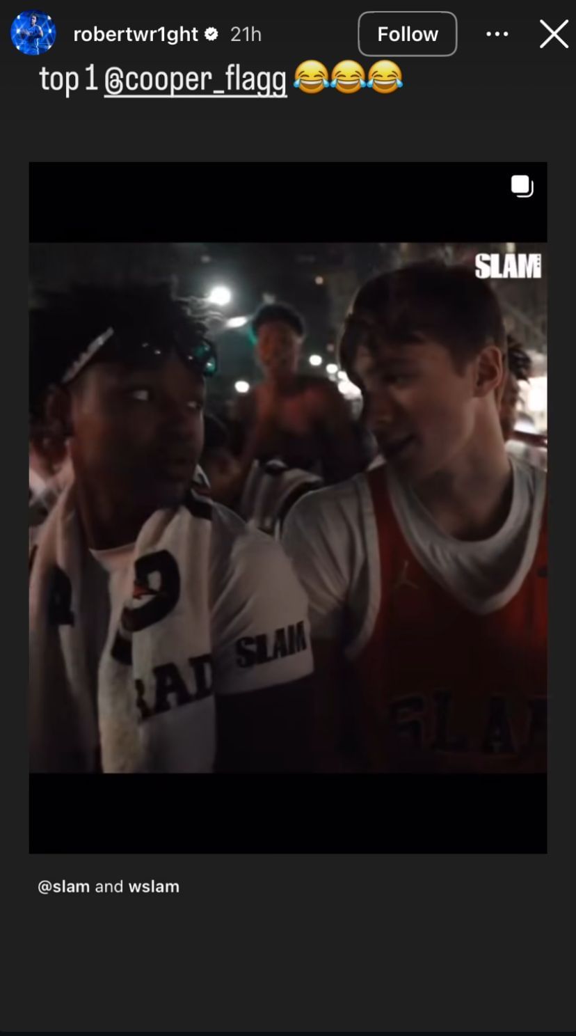BYU commit Robert Wright drops 2-word reaction in a funny throwback with ex-Duke star Cooper Flagg - Image source: Instagram/robertwr1ght