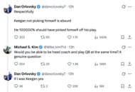 Conversation between Kim and Orlovsky on X