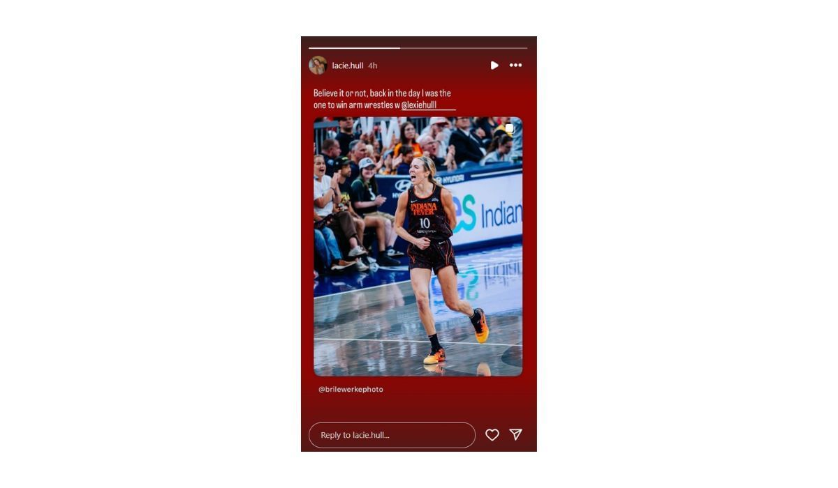 Lacie Hull reacts to her sister Lexie Hull&#039;s performance against the Storm (Source: Instagram/@Lacie.Hull)
