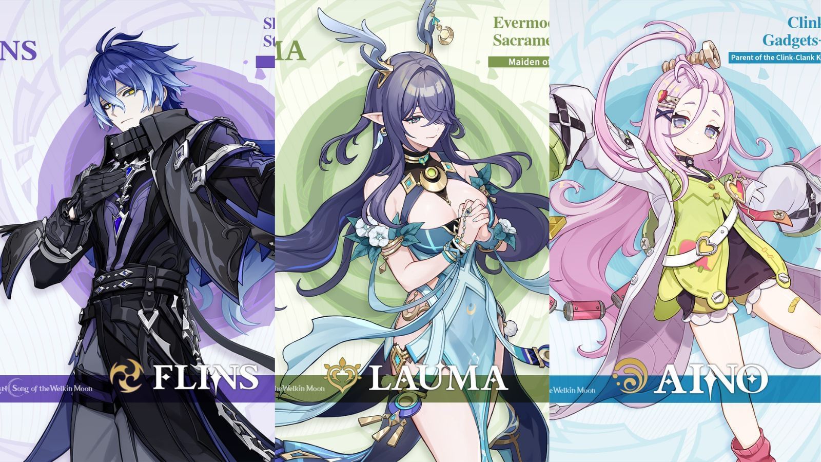 Drip marketing of Flins, Lauma, and Aino (Image via HoYoverse)