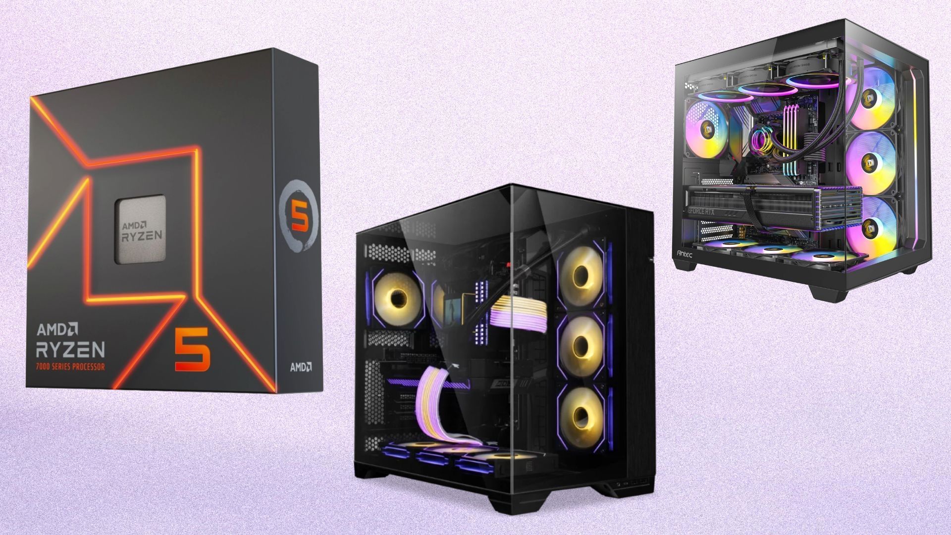 The best Ryzen 5 7600X builds in 2025 (Image via AMD, Lian Li, Antec)
